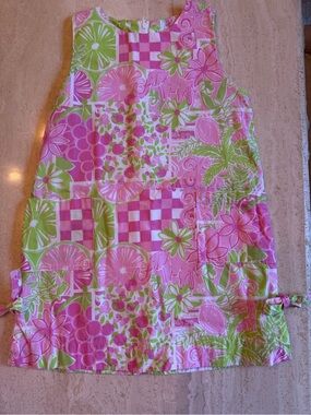 Lilly Pulitzer Pink and Green Patchwork Shift Dress - Girls